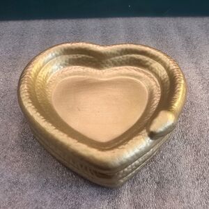 Heart Shaped Snake Serpent Gold Ashland Nevermore Ceramic Trinket Dish 5"x5"